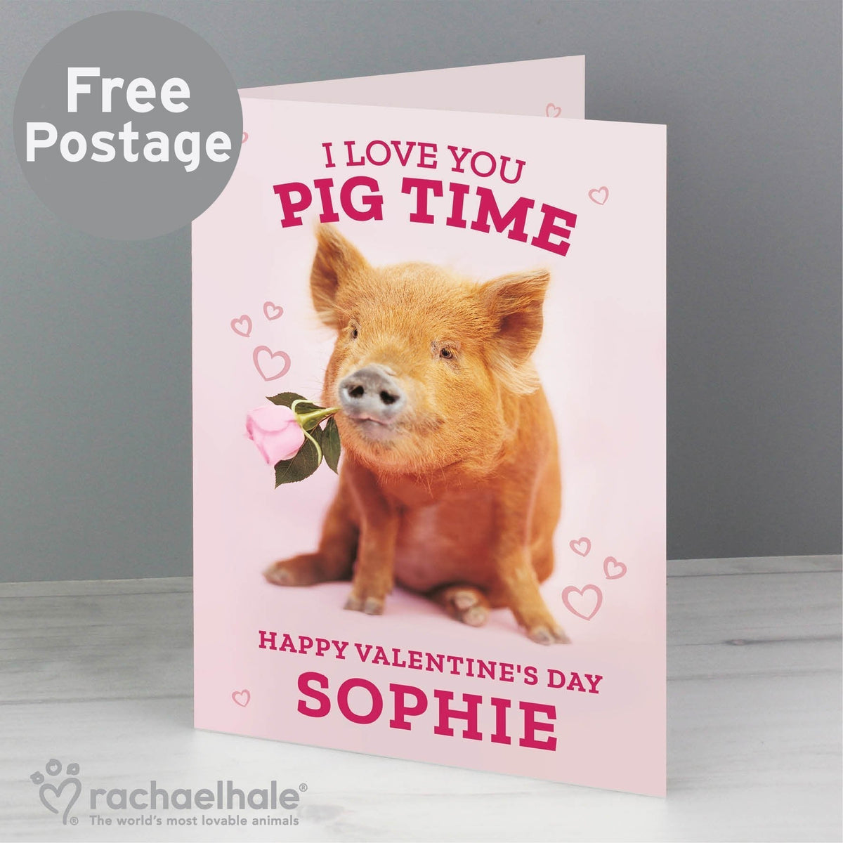 Personalised Rachael Hale 'I Love You Pig Time' Card