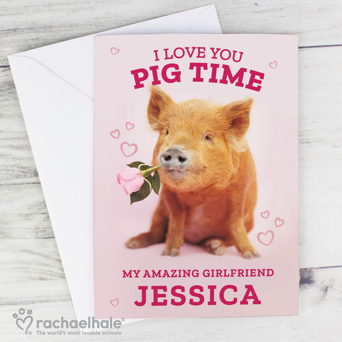 Personalised Rachael Hale 'I Love You Pig Time' Card