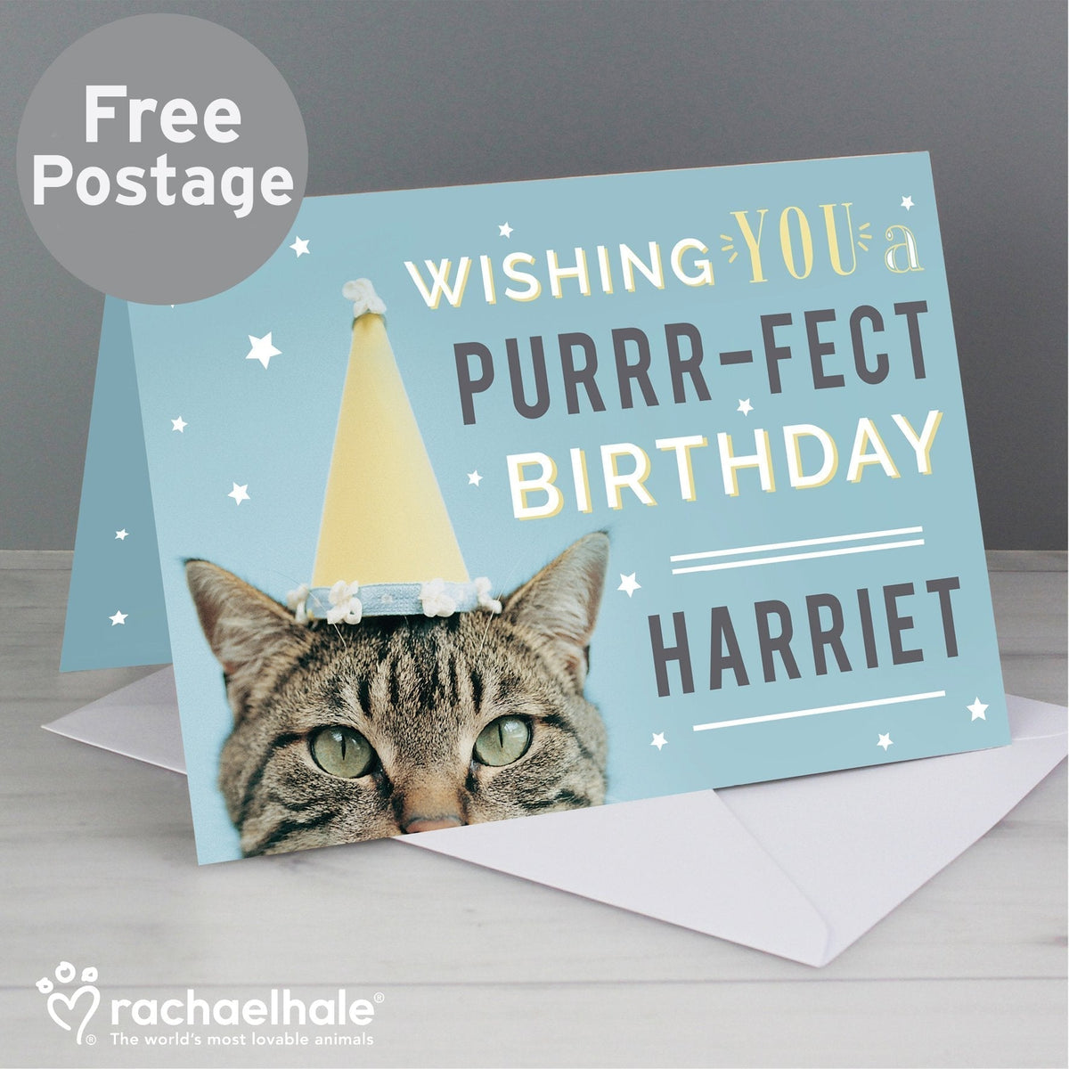 Personalised Rachael Hale Purr-Fect Birthday Card