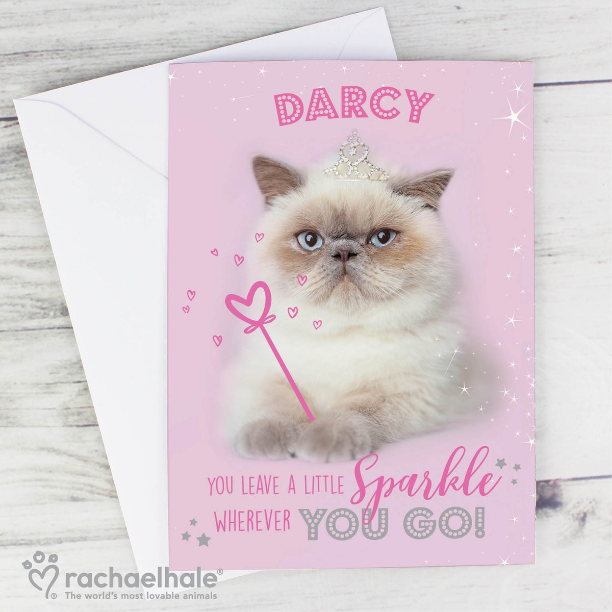 Personalised Rachael Hale Sparkle Cat Card