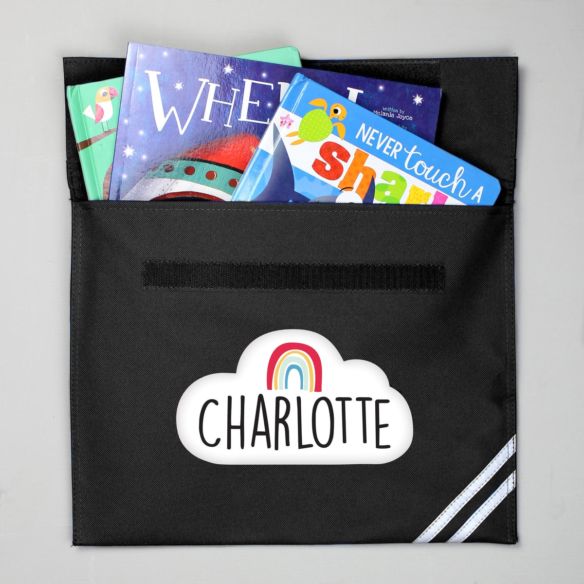 Personalised Rainbow Black Book Bag