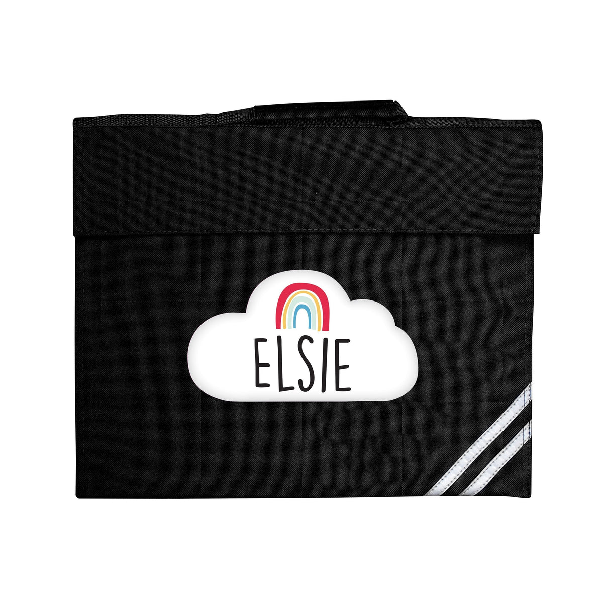 Personalised Rainbow Black Book Bag