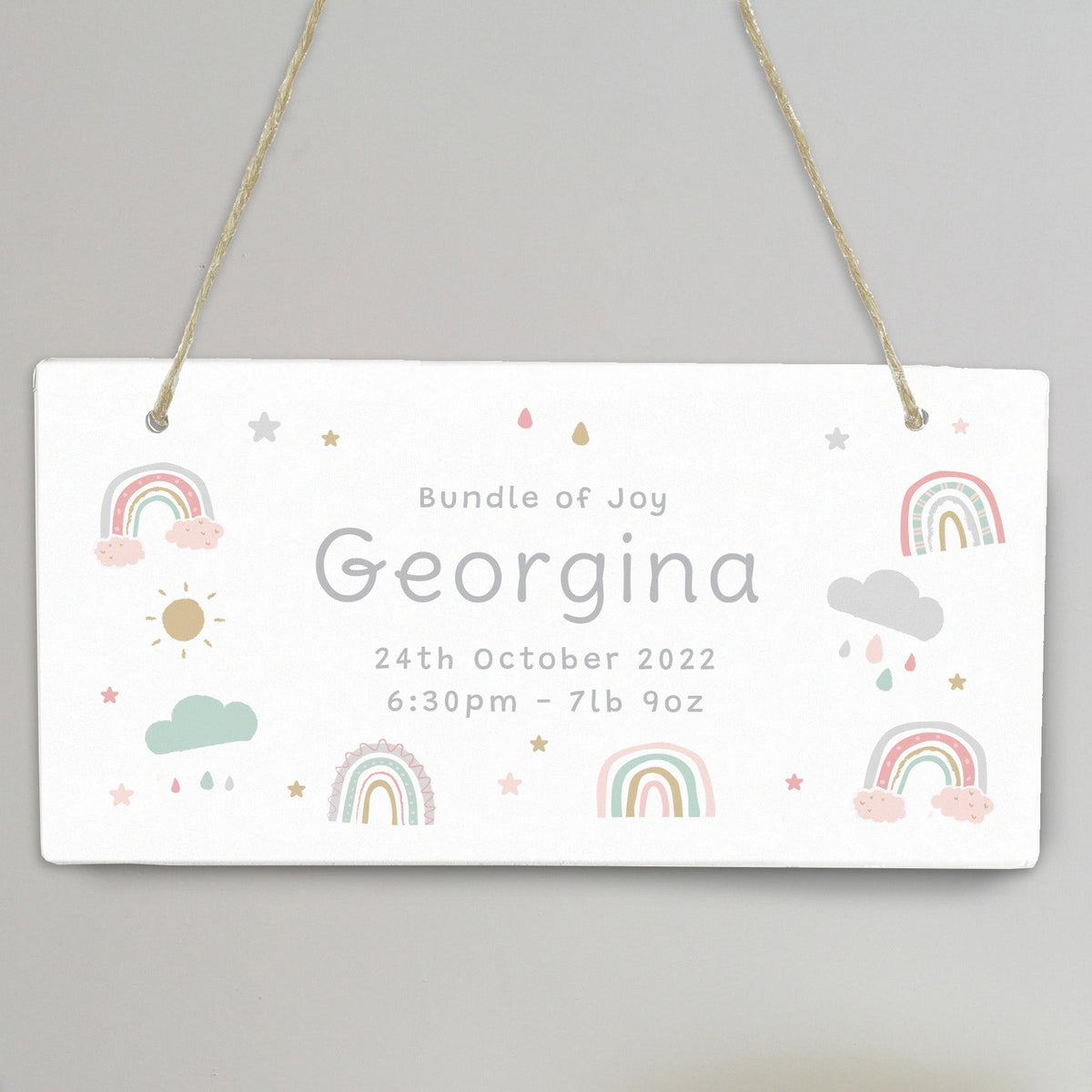Personalised Rainbow Wooden Sign