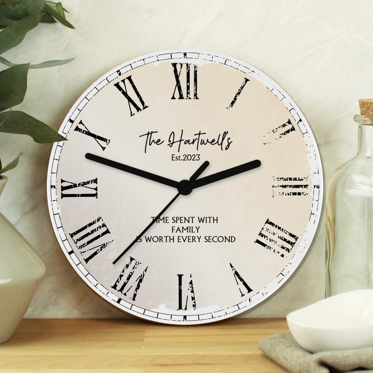 Personalised Rustic Message Glass Clock