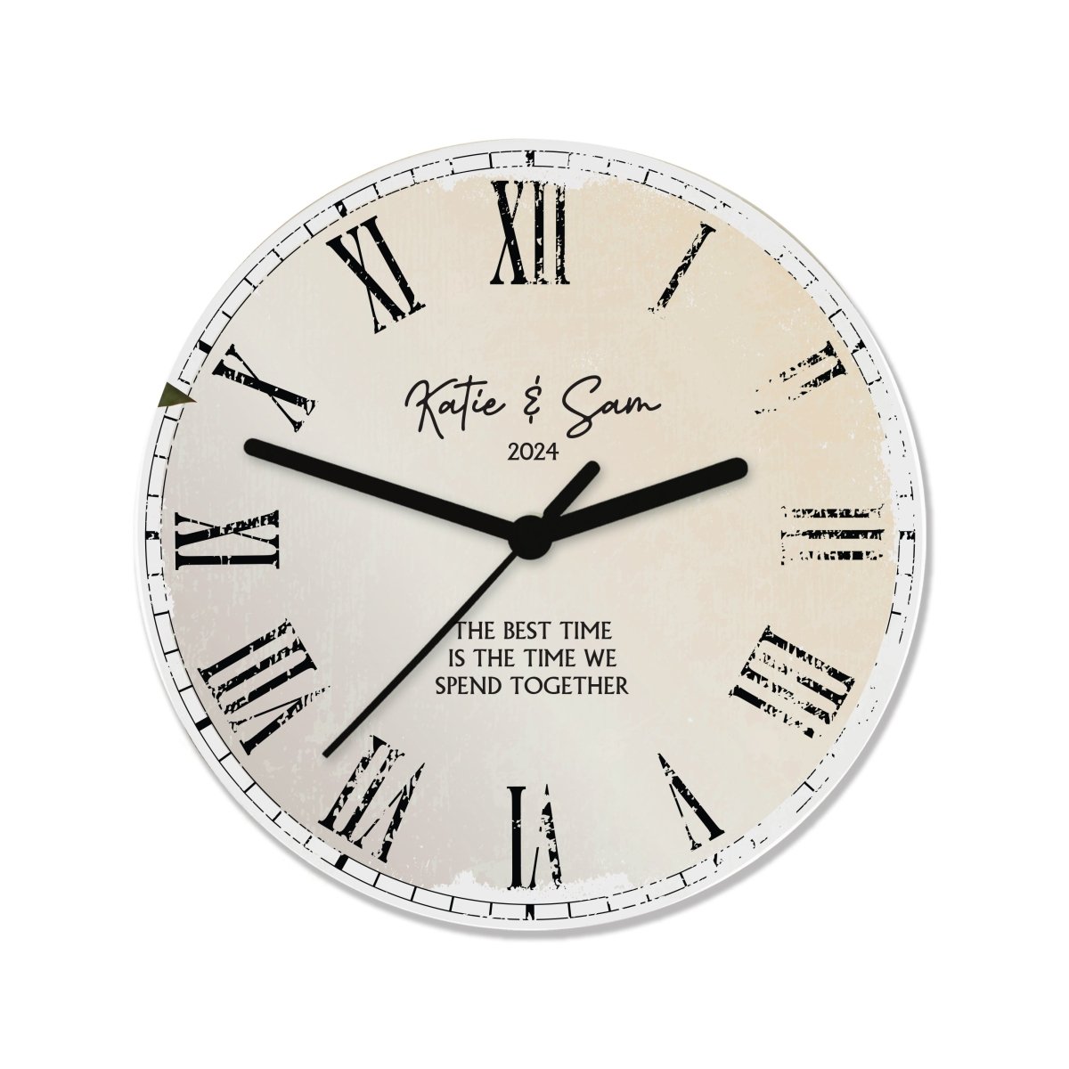 Personalised Rustic Message Glass Clock