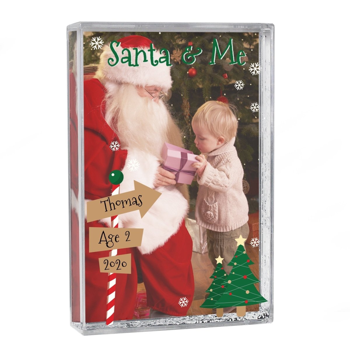 Personalised Santa & Me 4x6 Inch Glitter Shaker Photo Frame