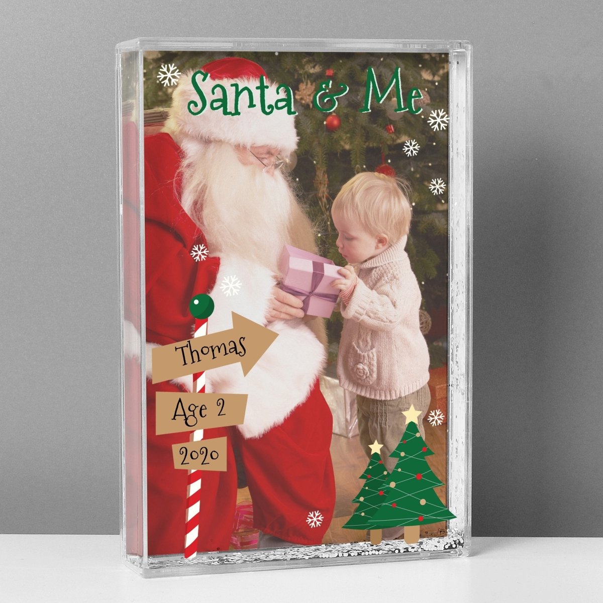 Personalised Santa & Me 4x6 Inch Glitter Shaker Photo Frame