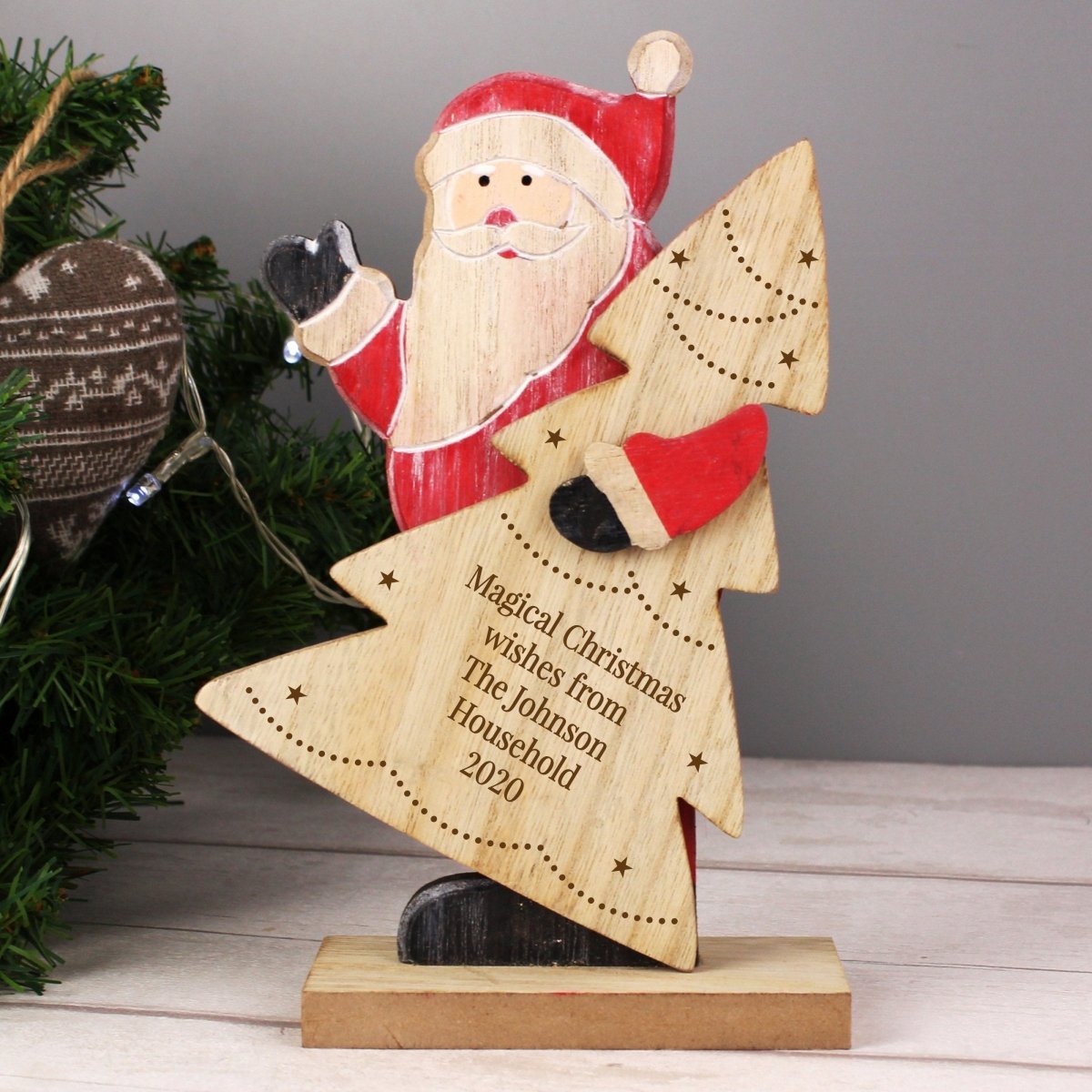 Personalised Santa Wooden Decoration