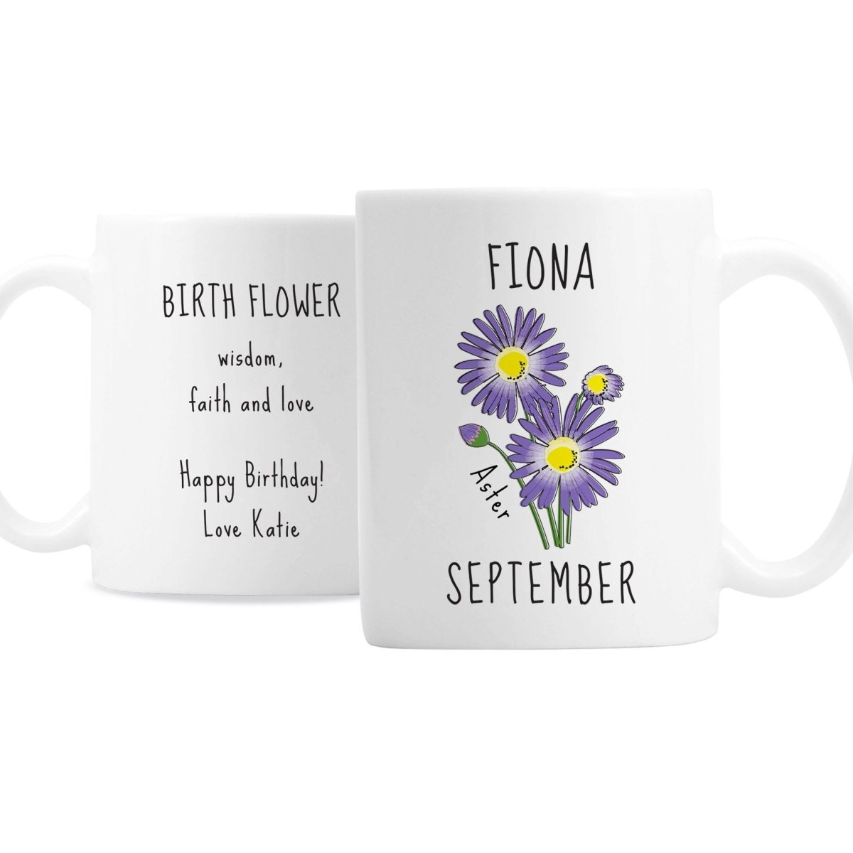 Personalised September Birth Flower - Aster Mug