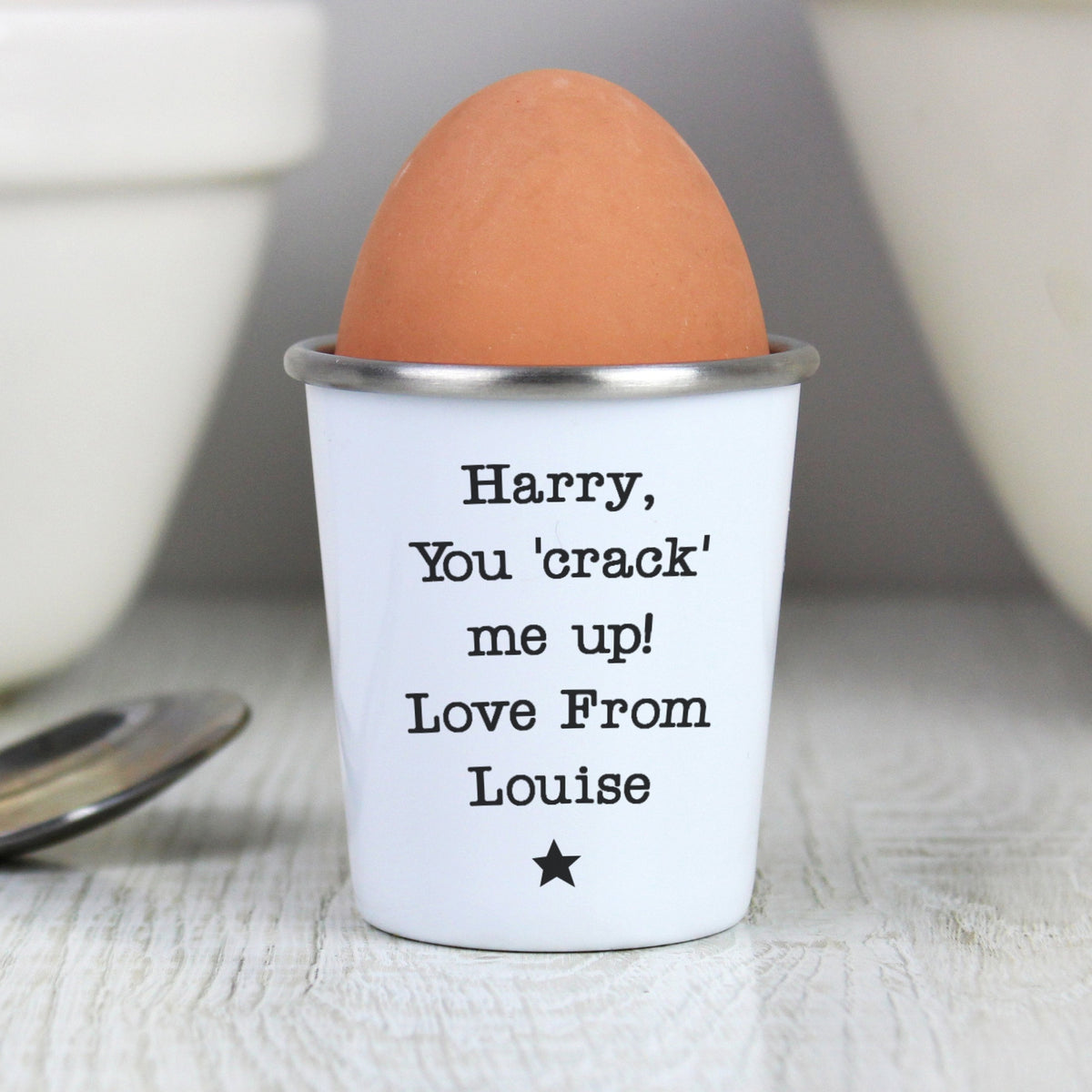 Personalised Star Free Text Egg Cup
