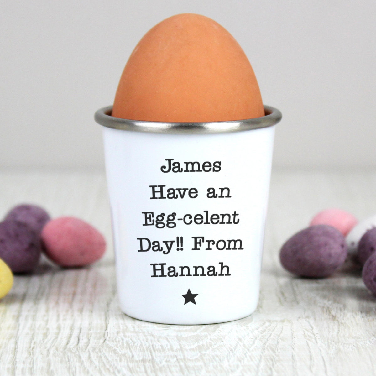 Personalised Star Free Text Egg Cup