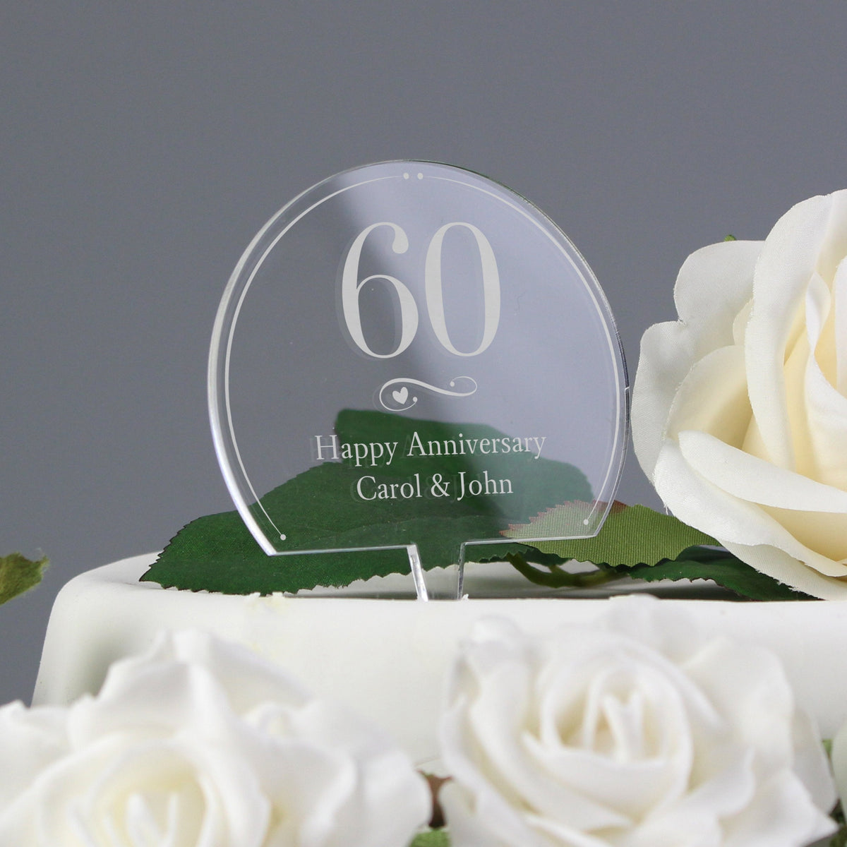Personalised Swirls & Hearts Age Acrylic Cake Topper