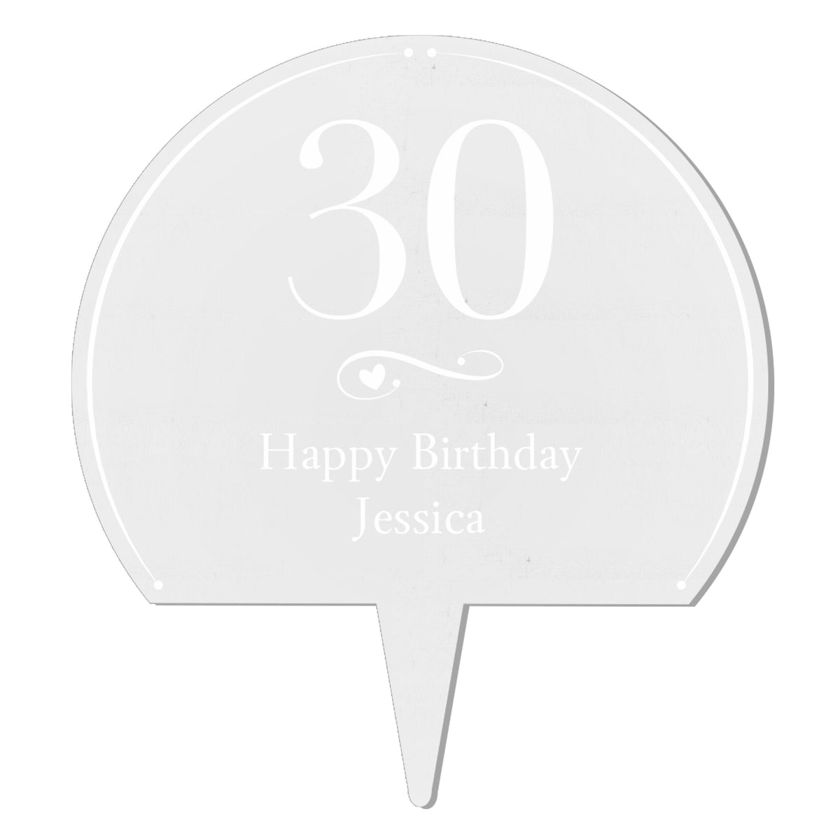 Personalised Swirls & Hearts Age Acrylic Cake Topper
