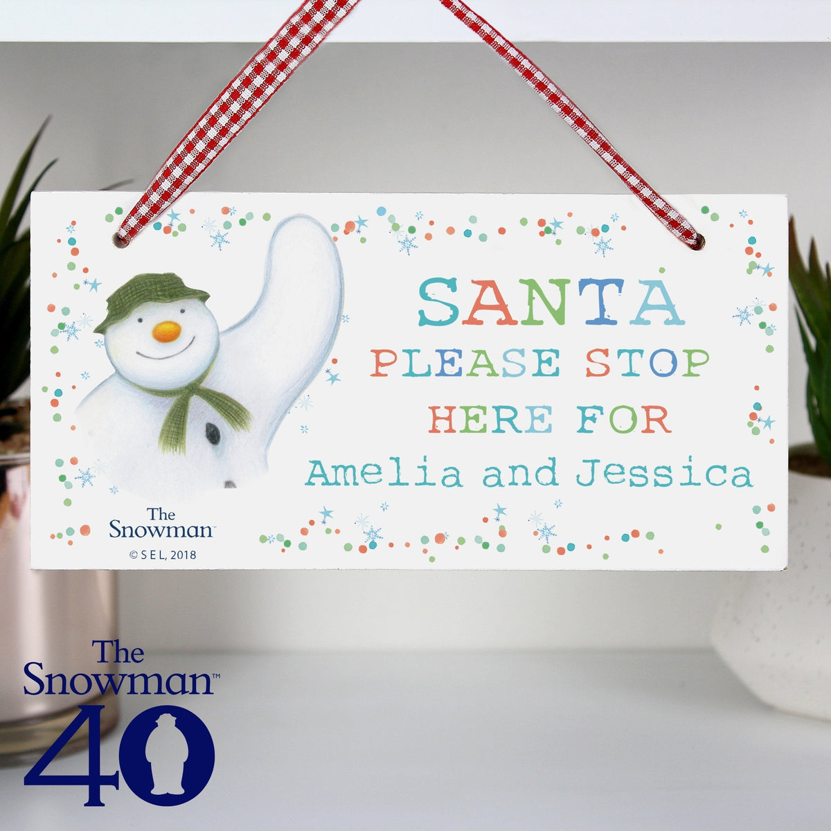 Personalised The Snowman Let It Snow Santa Stop Here Wooden Sign