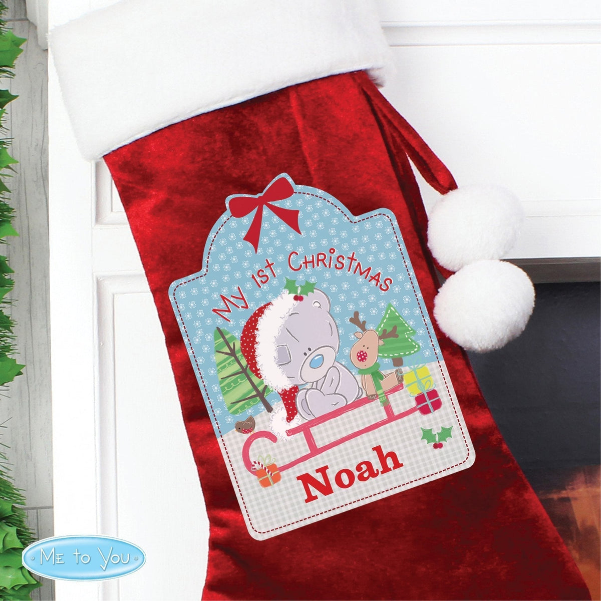 Personalised Tiny Tatty Teddy My 1st Christmas Luxury Red Stocking
