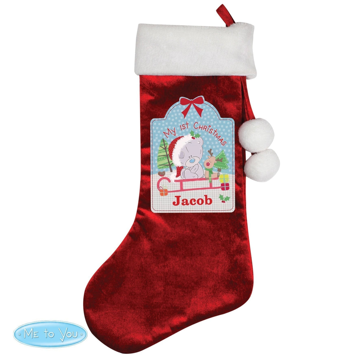 Personalised Tiny Tatty Teddy My 1st Christmas Luxury Red Stocking