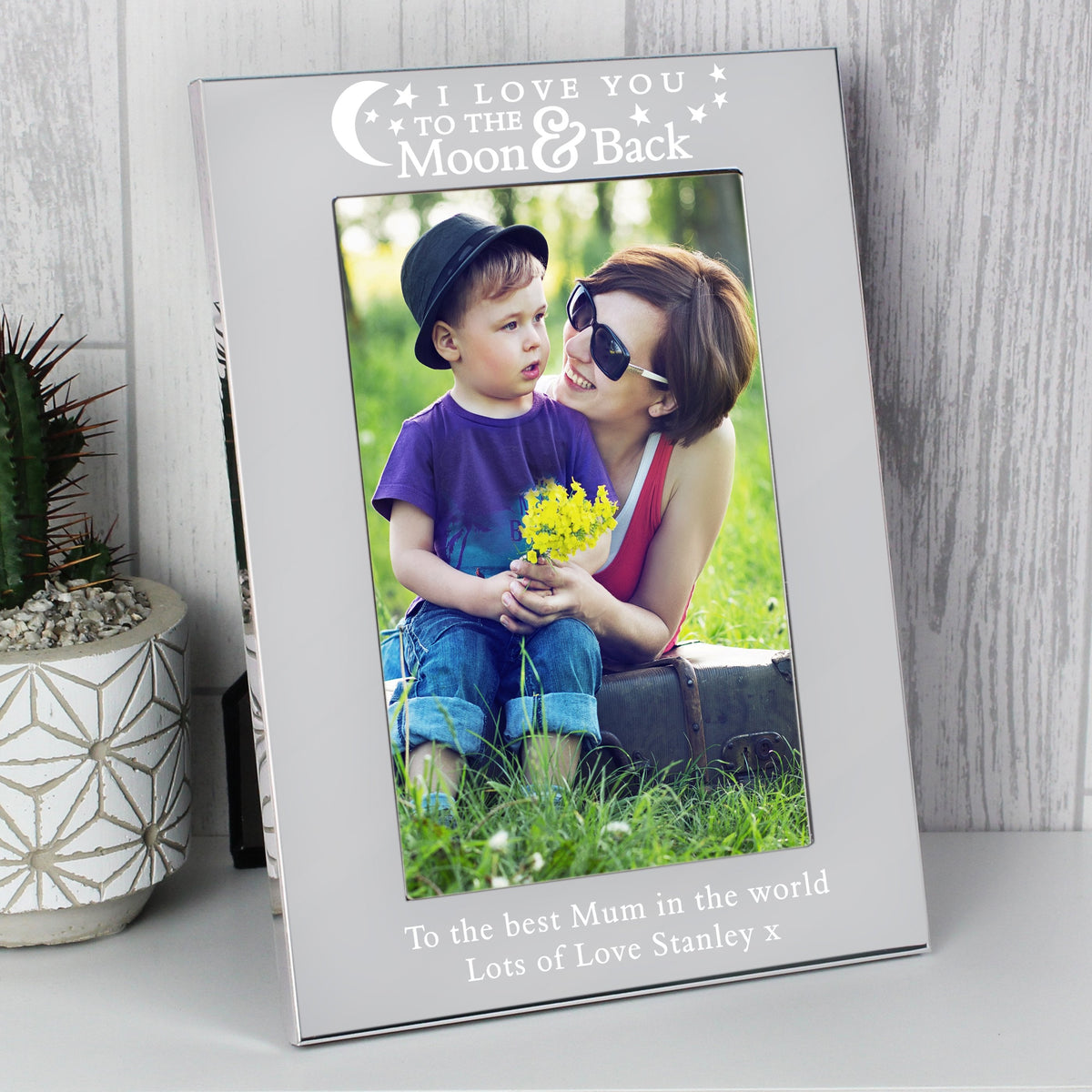 Personalised To The Moon And Back... 4x6 Inch Silver Photo Frame