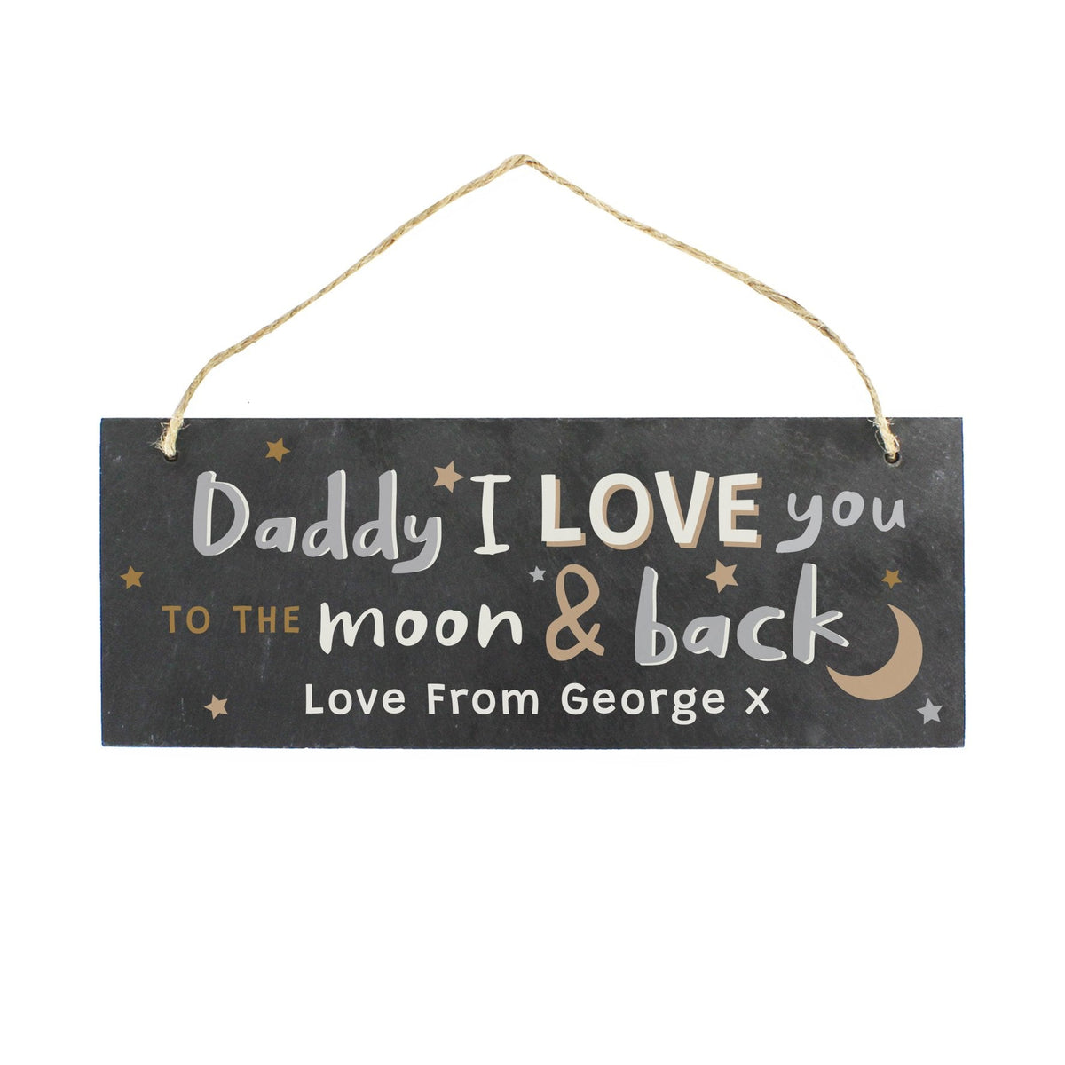 Personalised To The Moon And Back Hanging Slate Plaque