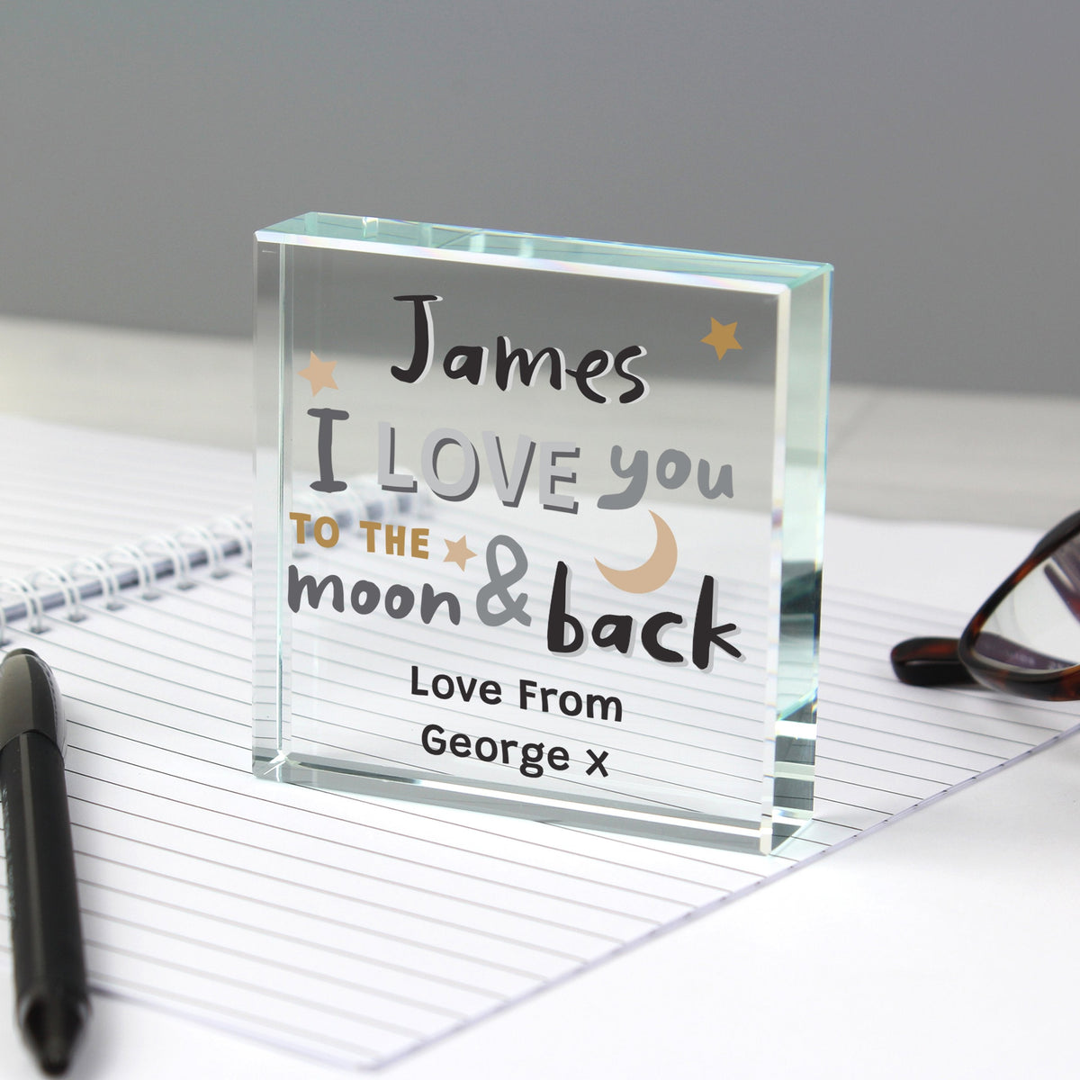 Personalised To The Moon And Back... Large Crystal Token