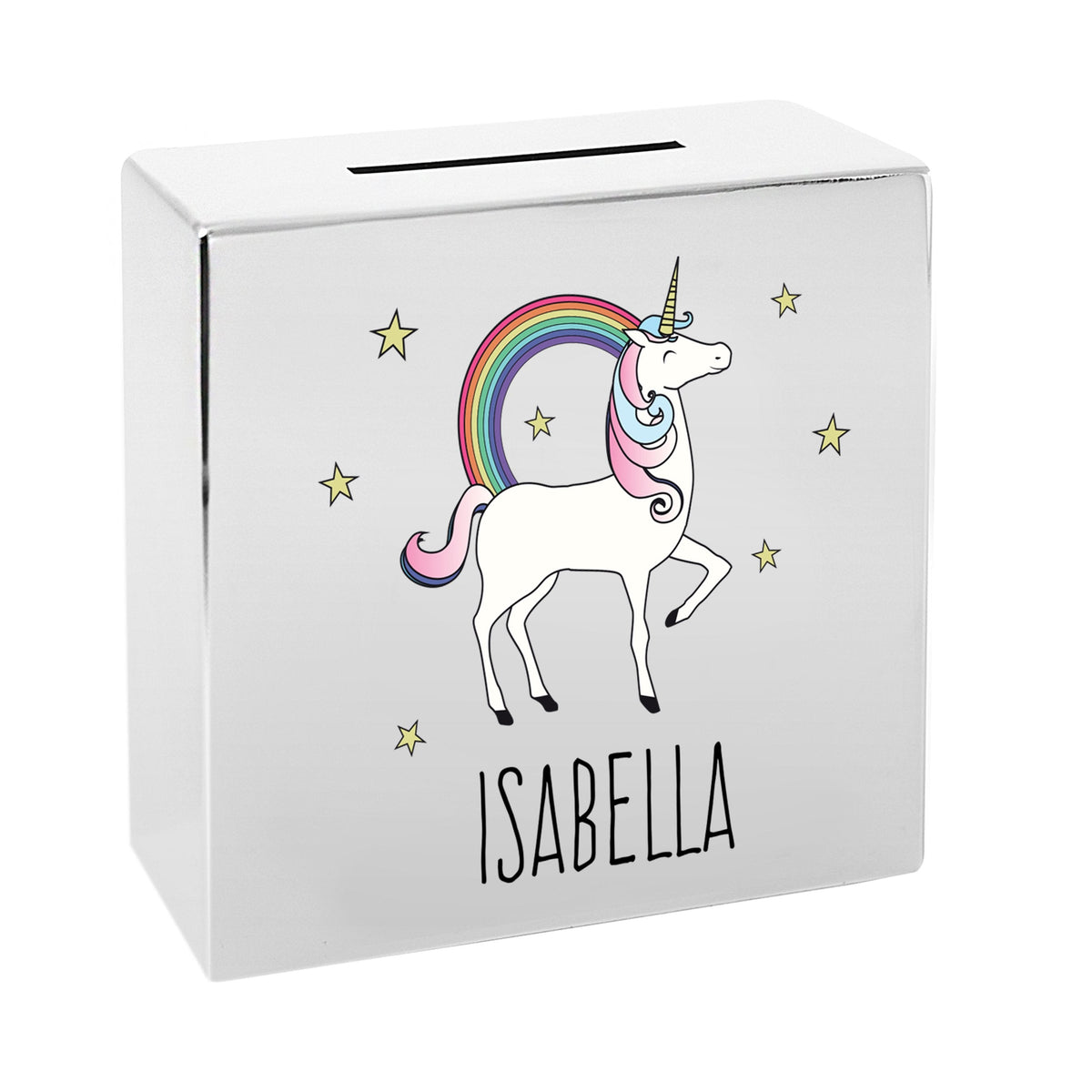 Personalised Unicorn Square Money Box