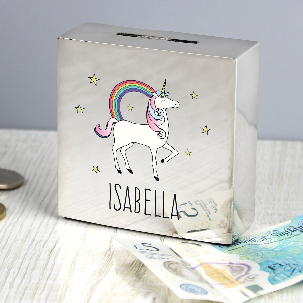 Personalised Unicorn Square Money Box