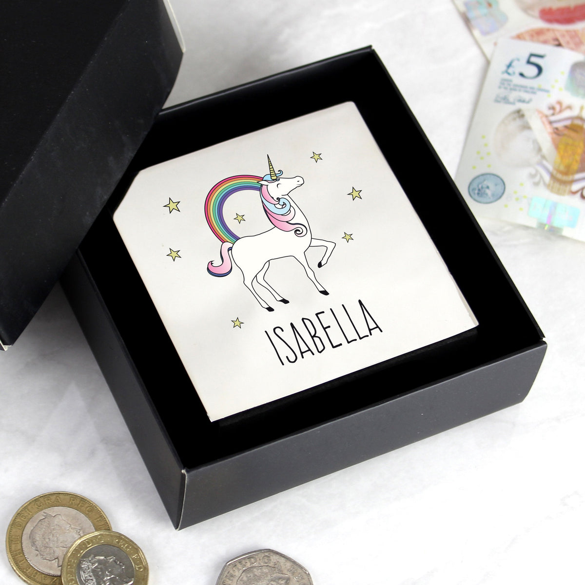 Personalised Unicorn Square Money Box