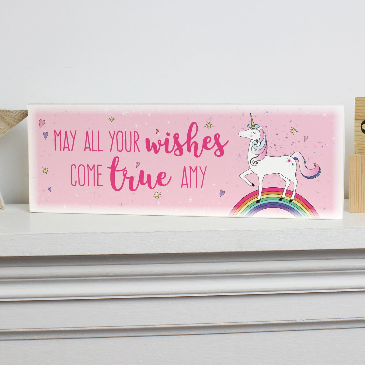 Personalised Unicorn Wooden Block Sign