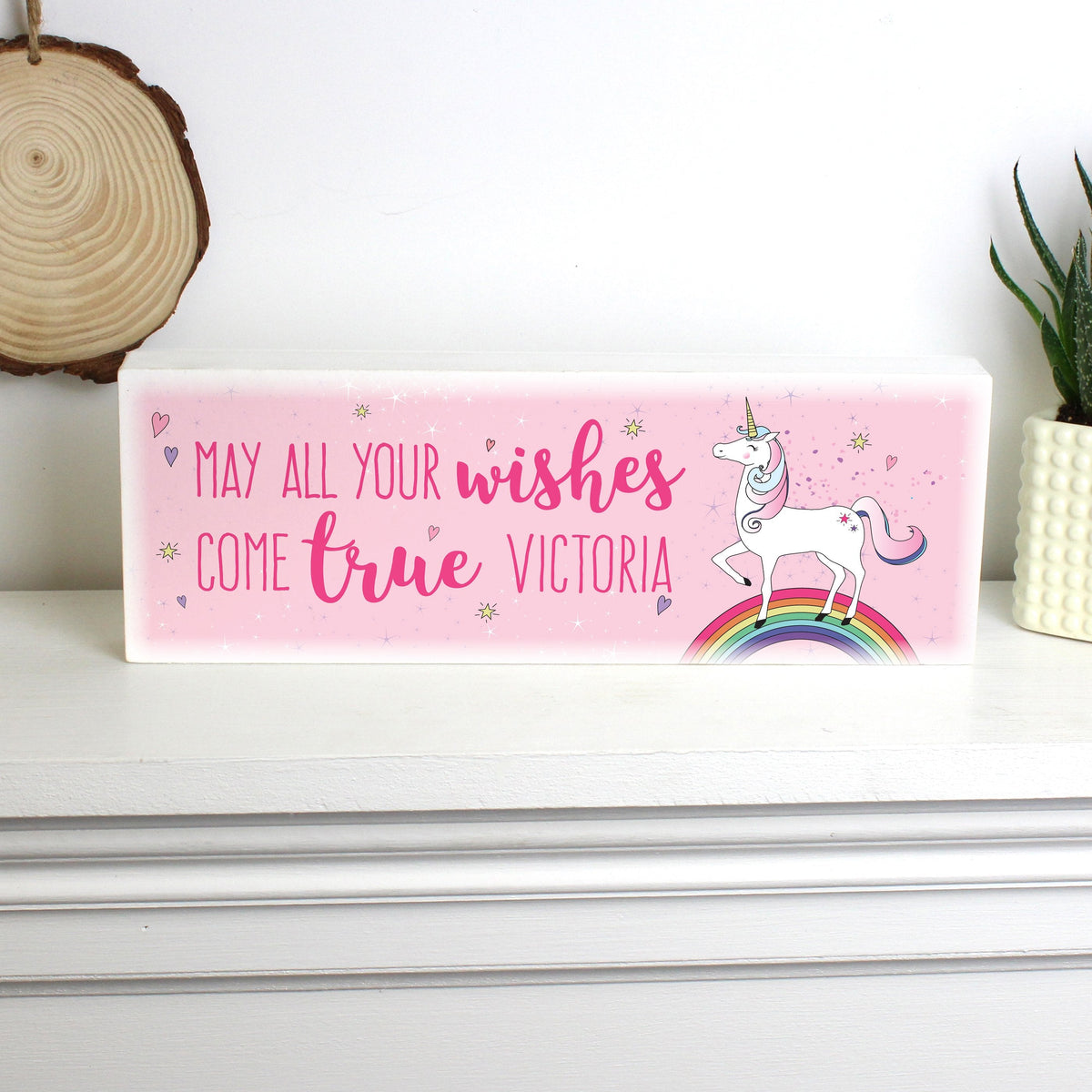 Personalised Unicorn Wooden Block Sign