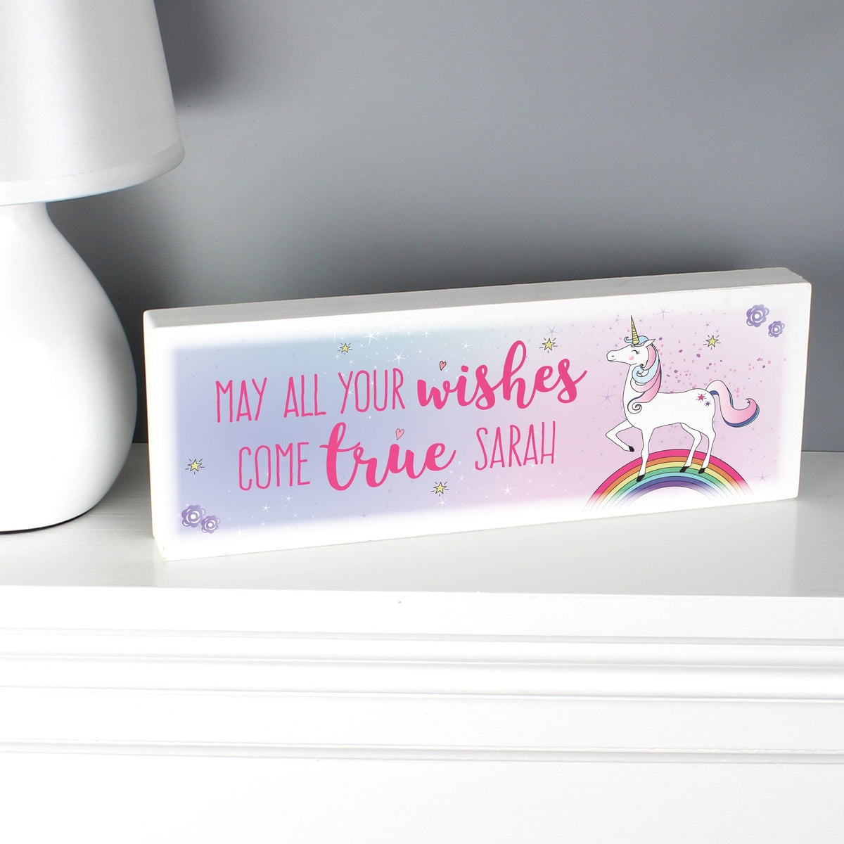 Personalised Unicorn Wooden Block Sign