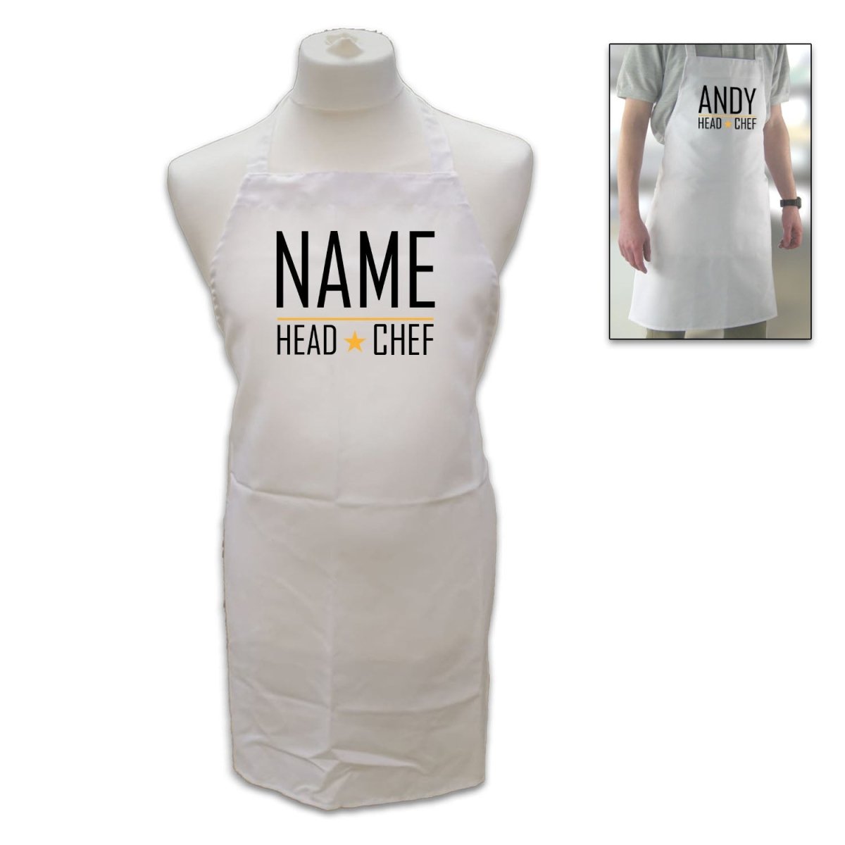 Personalised White Adult Apron - Name, Head Chef