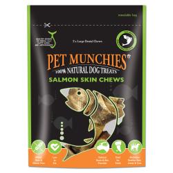 Pet Munchies 100% Natural Large Salmon Skin Chews 125g