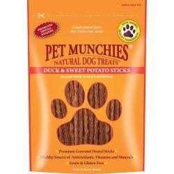 Pet Munchies Dog Treats Duck and Sweet Potato Dental Sticks 90g - Case of 8