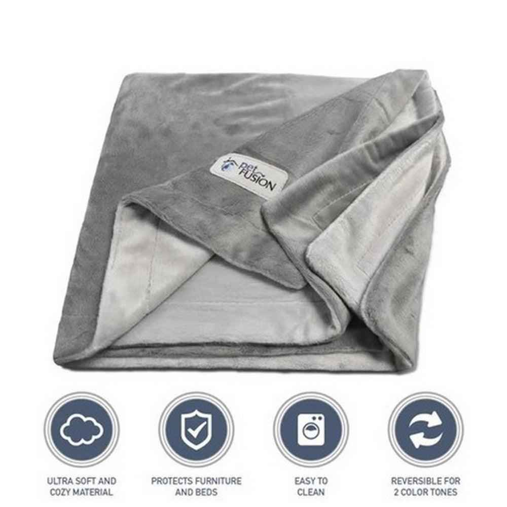 PetFusion Premium Pet Blanket XL 152x122cm Gray Reversible Micro Plush
