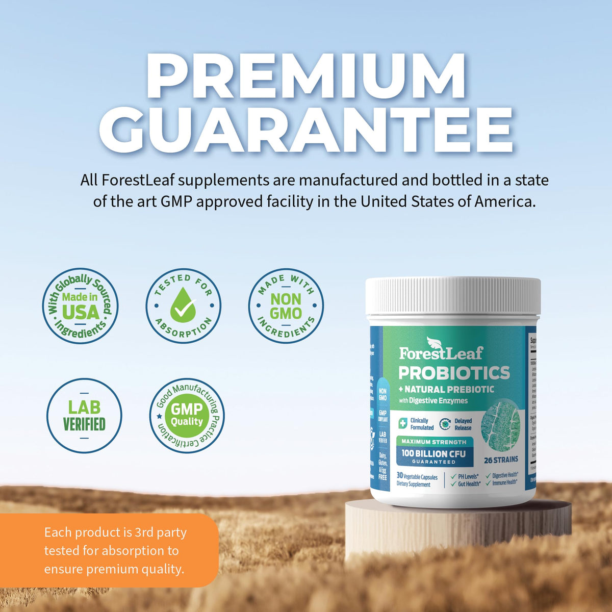 100 Billion CFU Probiotics for Men & Women - 26 Strains