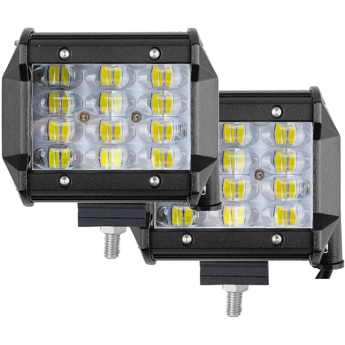 LED Work Light Bar 4 Inch 72W 7200LM Spot Fog Lights Pair YUGUANG