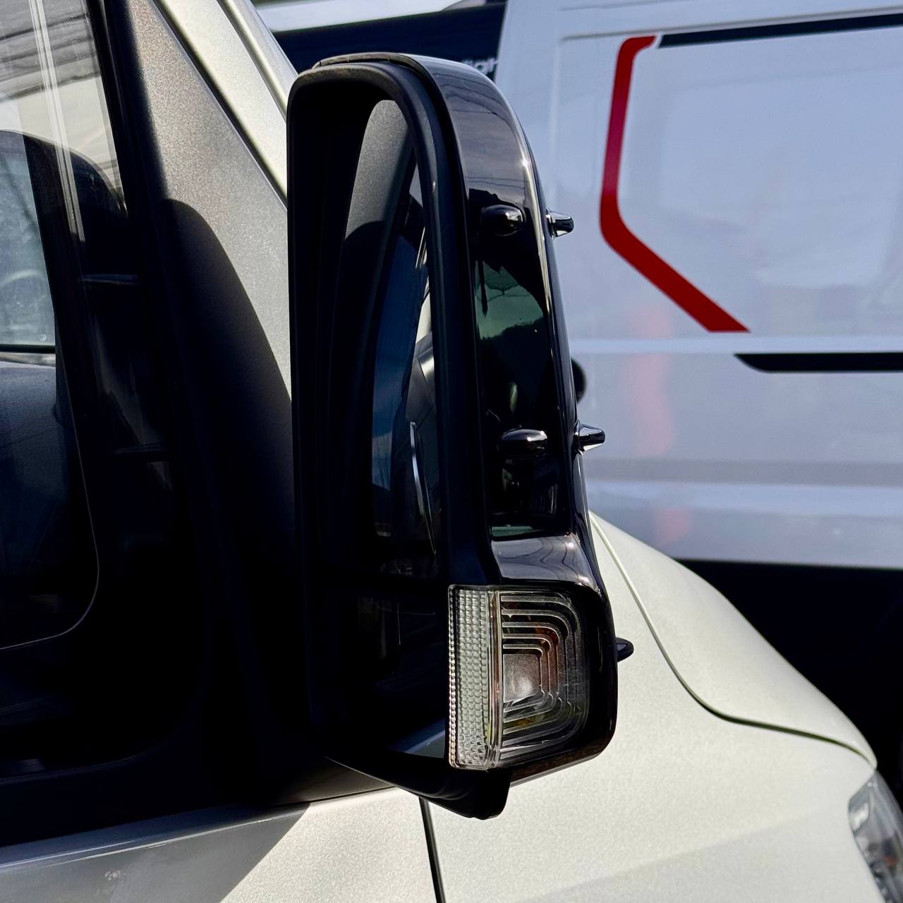 For Mercedes Sprinter Dodge 907 Wing Mirror Covers with Indicator - Gloss Black (Set of 2) - Replacement Caps for 907 Models