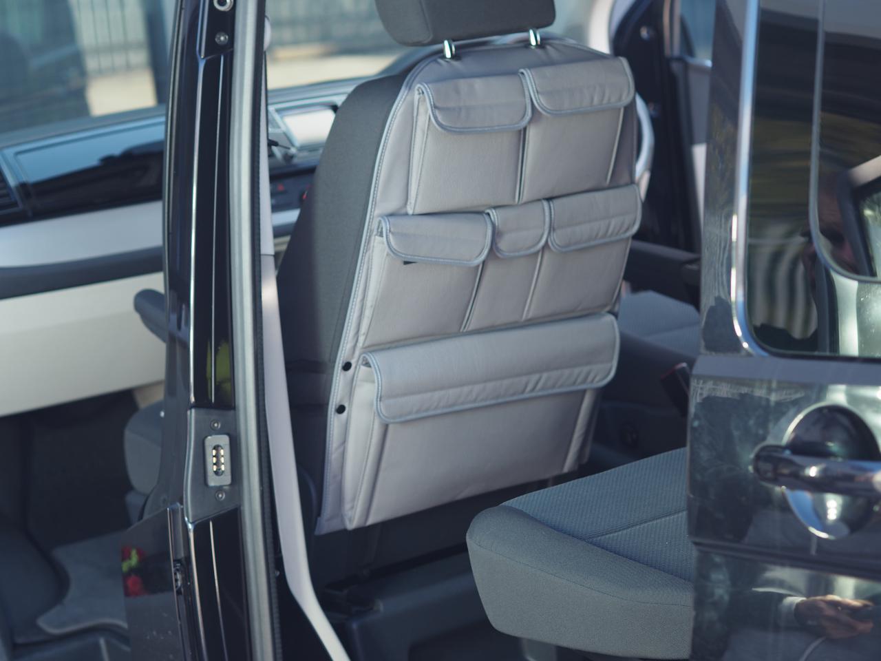 For VW T6 & T6.1 Transporter Campervan Leatherette Captain’s Back Seat Organiser | Van-X
