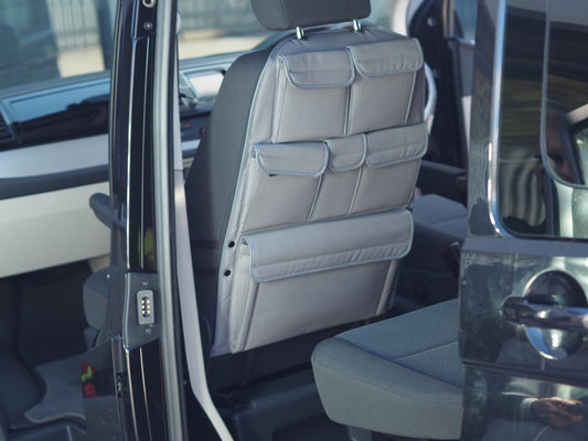 For VW T6 & T6.1 Transporter Leatherette Captain Seat Back Organiser Campervan Storage - Van-X