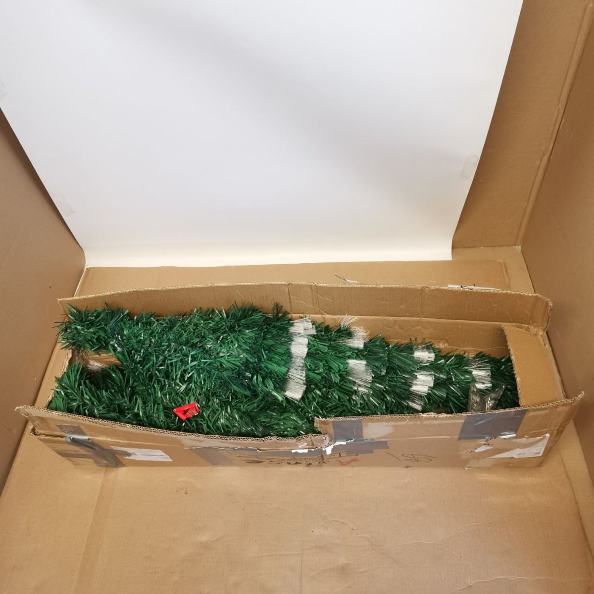 Artificial Christmas Tree 6ft Pre Lit 250 LED Fiber Optic Metal Stand Asinse