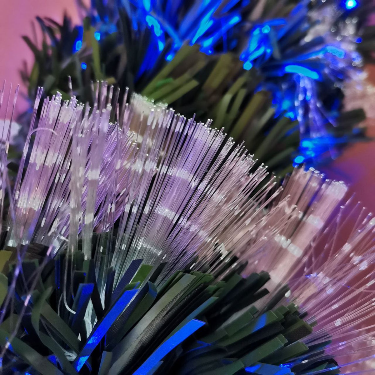 Artificial Christmas Tree 6ft Pre Lit 250 LED Fiber Optic Metal Stand Asinse