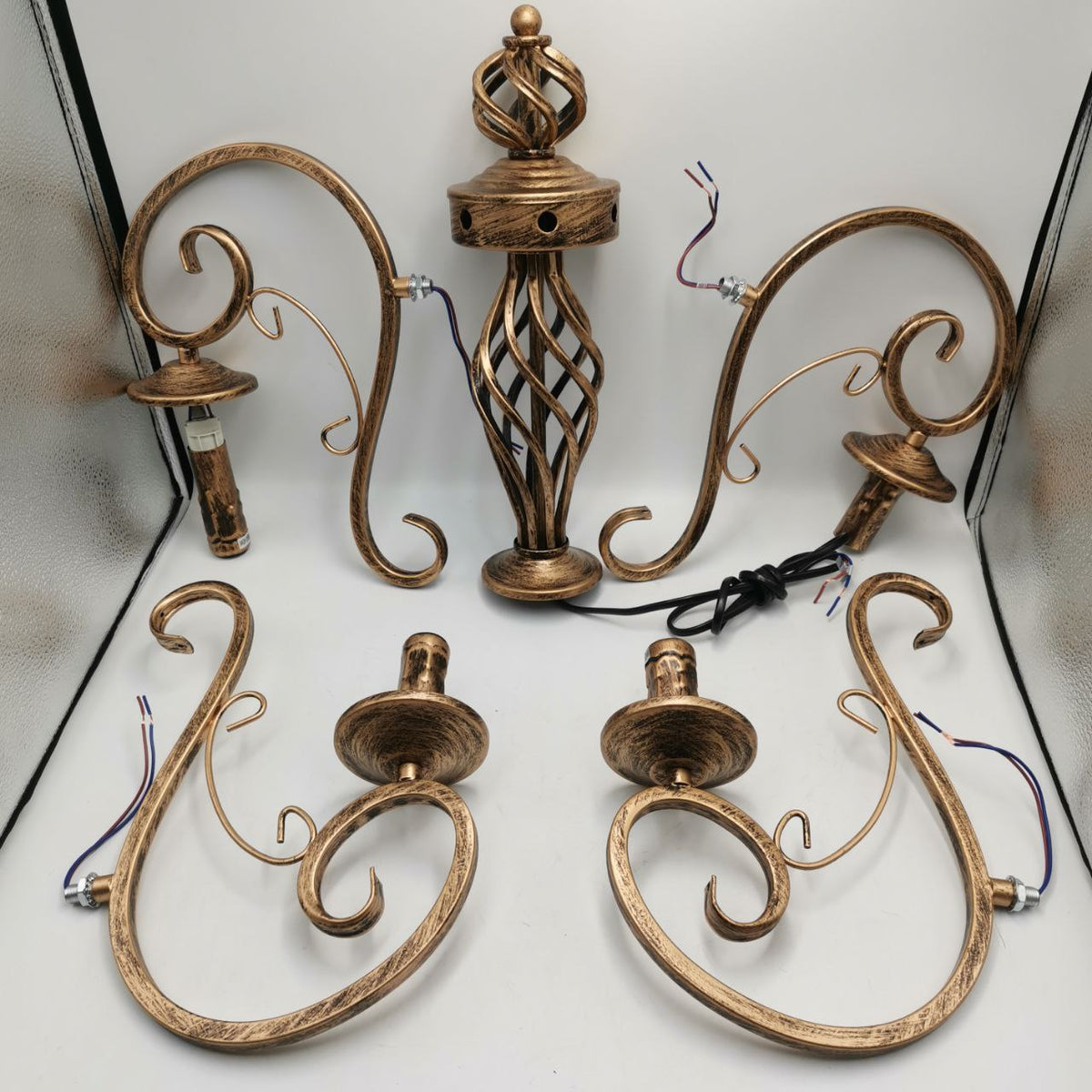 Retro Iron Chandelier European Minimalist LED Candlestick Rust Color JMWYH