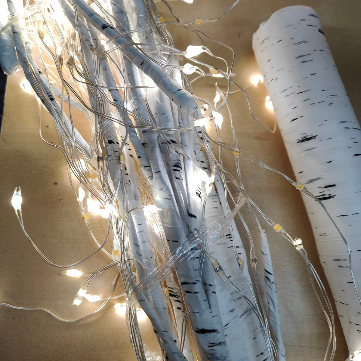 Pre Lit Birch Christmas Tree 6FT with 250 Warm White LED Lights EAMBRITE