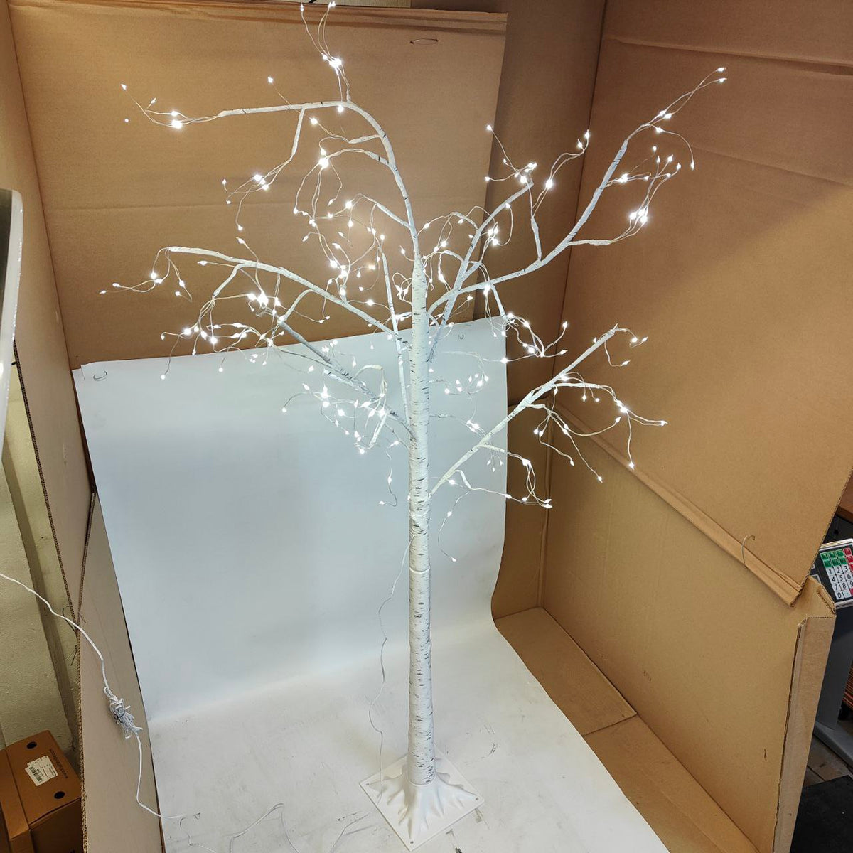 Pre Lit Birch Christmas Tree 6FT with 250 Warm White LED Lights EAMBRITE