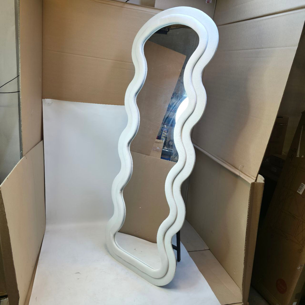 Full Length Mirror CEIEVER 160x60cm Irregular Wavy– Arch Floor Mirror, White