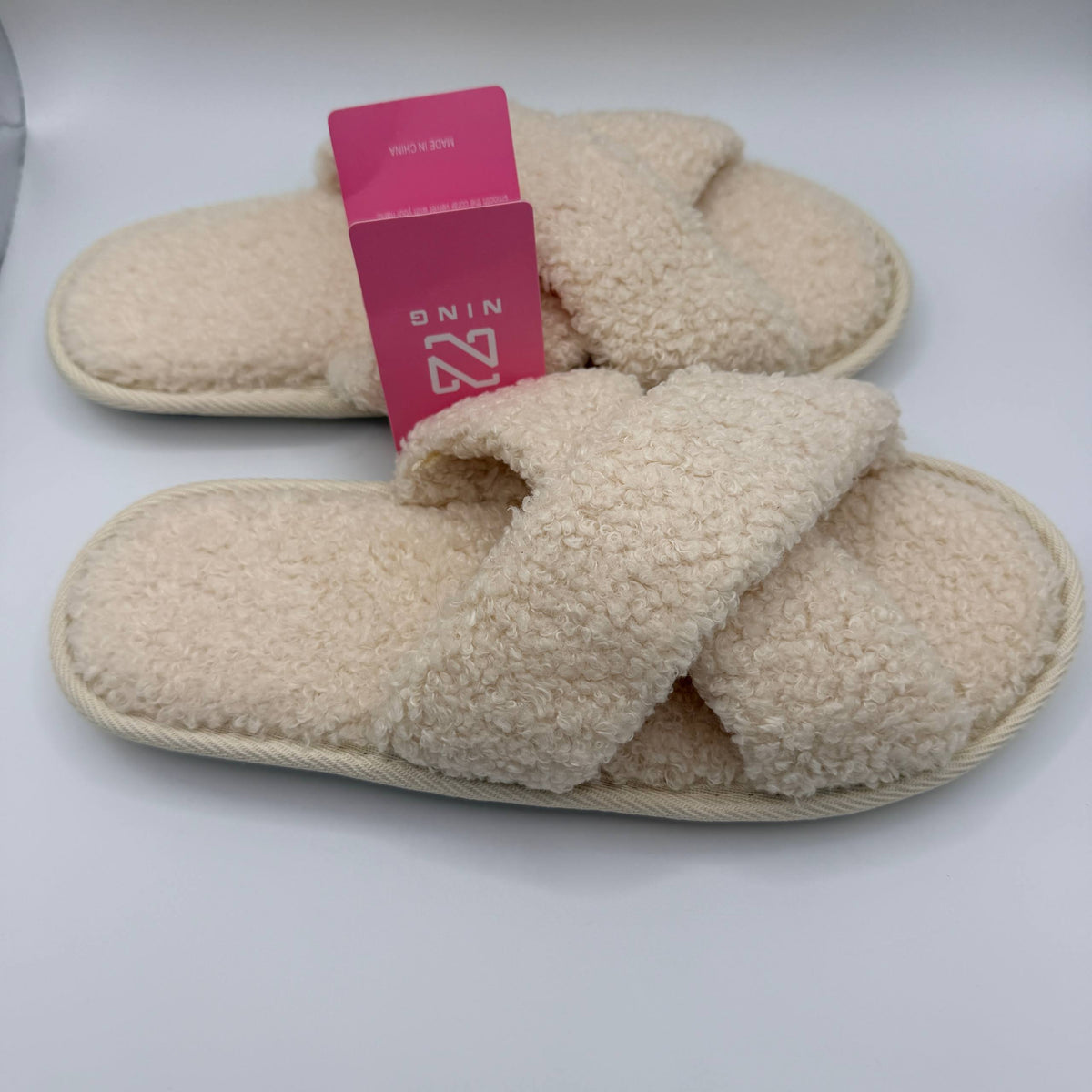 Ladie Winter Slippers Fluffy Fur Memory Foam Beige UK 5/6 (EU 38/39)
