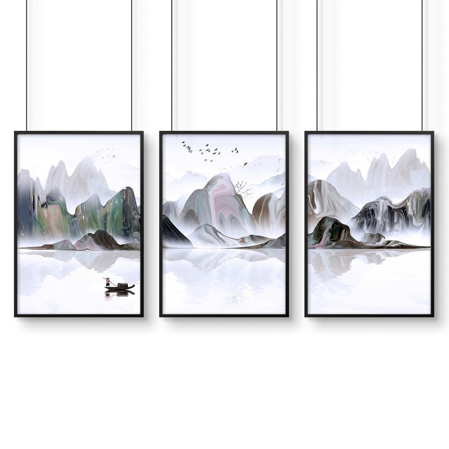 Pictures for bedrooms | set of 3 Japanese wall art prints