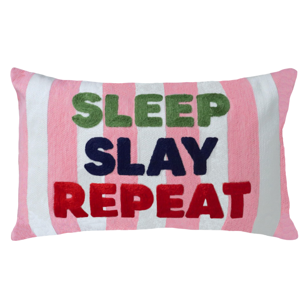 Sleep Slay Repeat Needlepoint Pillow