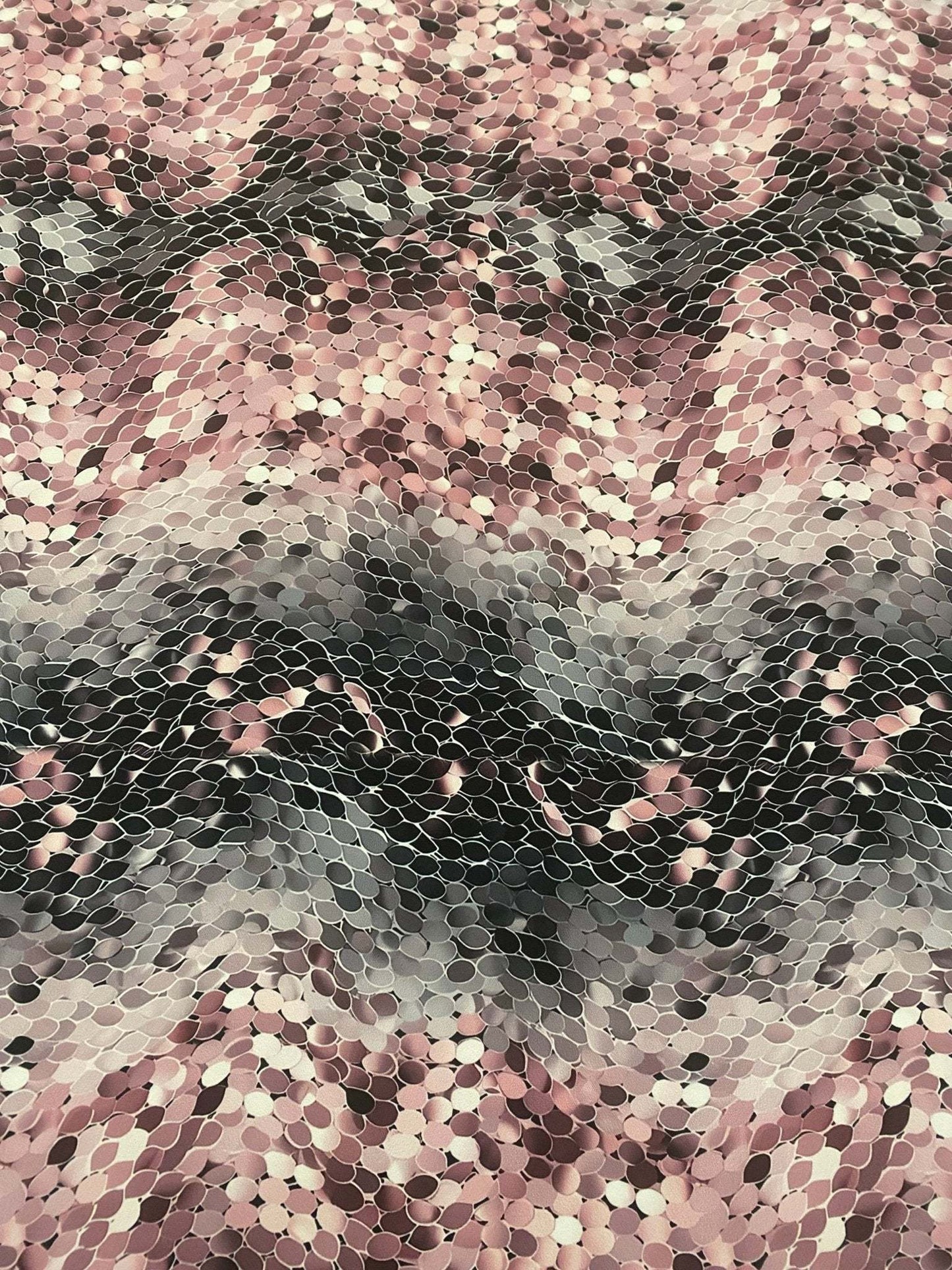 Pink and Black Abstract Scales Fabric by the Metre