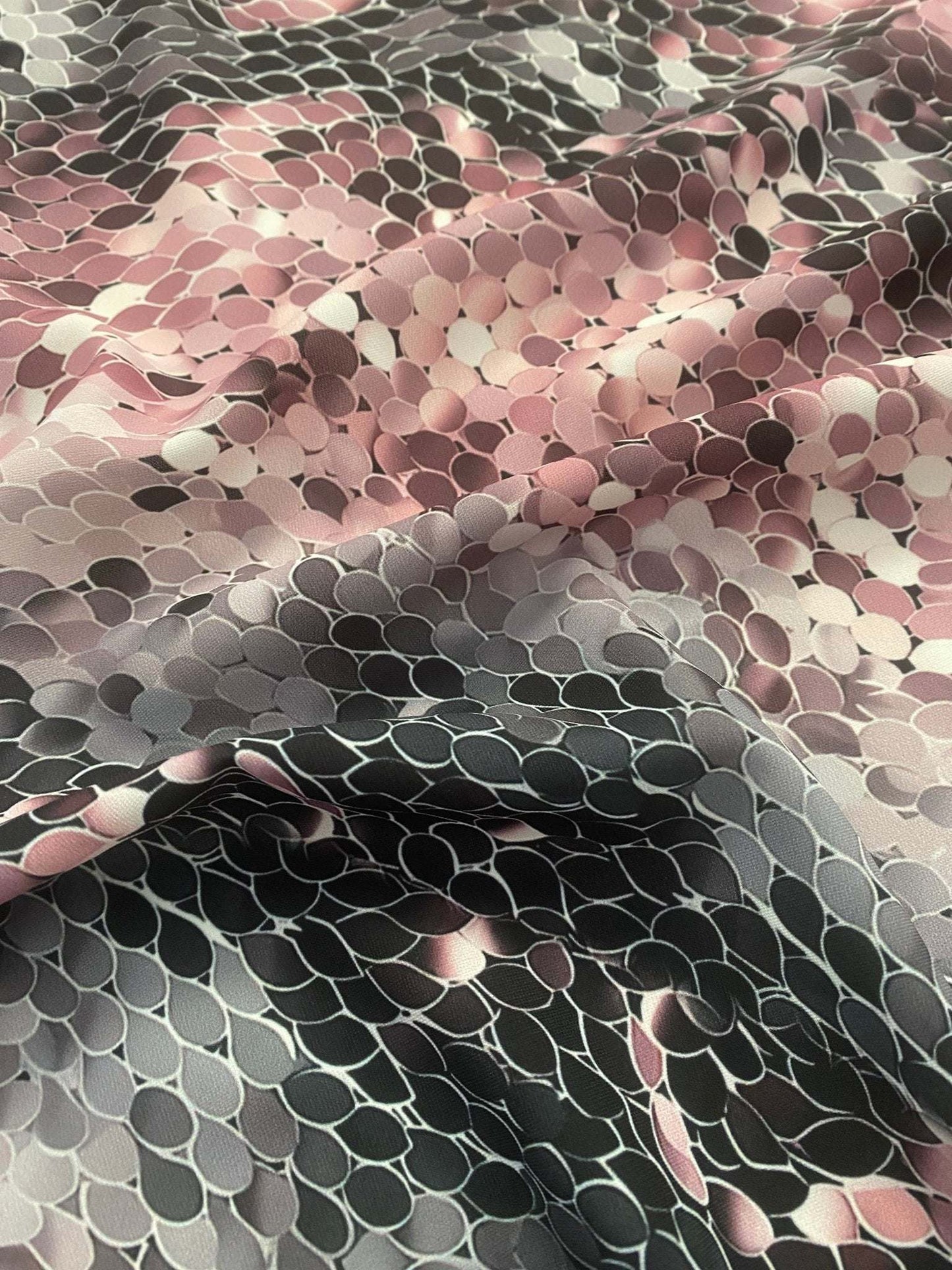 Pink and Black Abstract Scales Fabric by the Metre