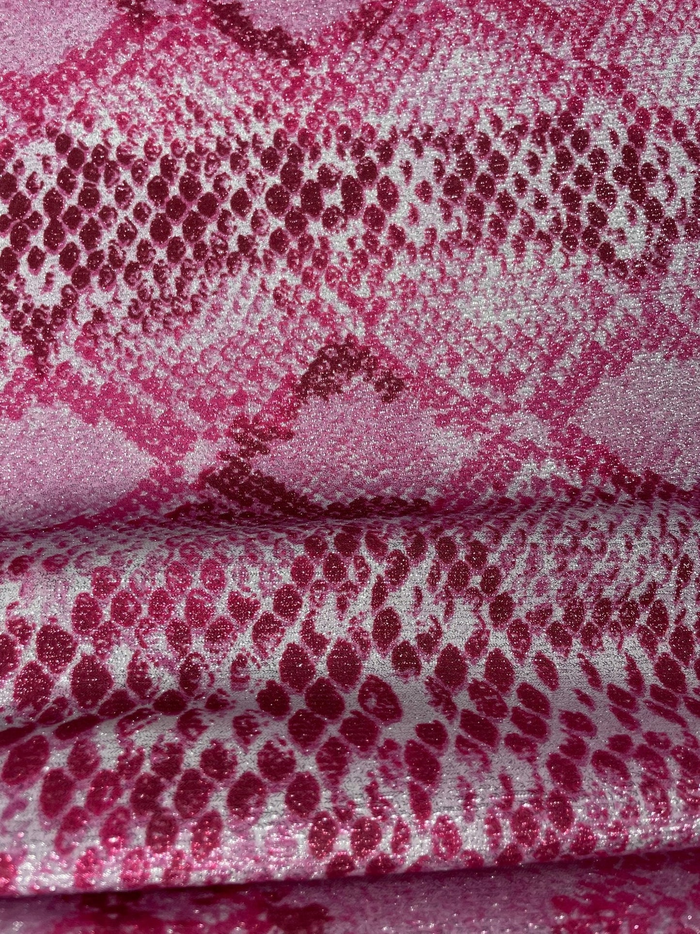 Pink and White Snake Skin Fabric by the Metre